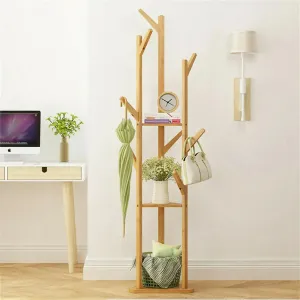 10 Hook Wooden Coat Hat Hanger Stand