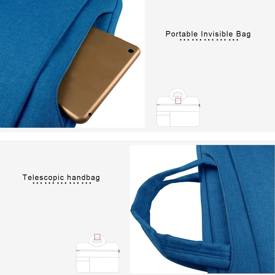 15.6 Inch Laptop Tablet Bag with Multiple Pockets and Soft Oxford Cloth Handle