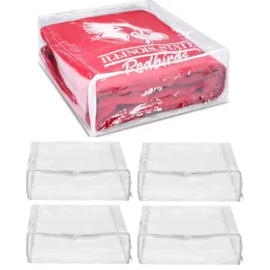 4 Pc Blanket Storage Bags Clear Zippered Vinyl Clothes Home Organization 15X18X6