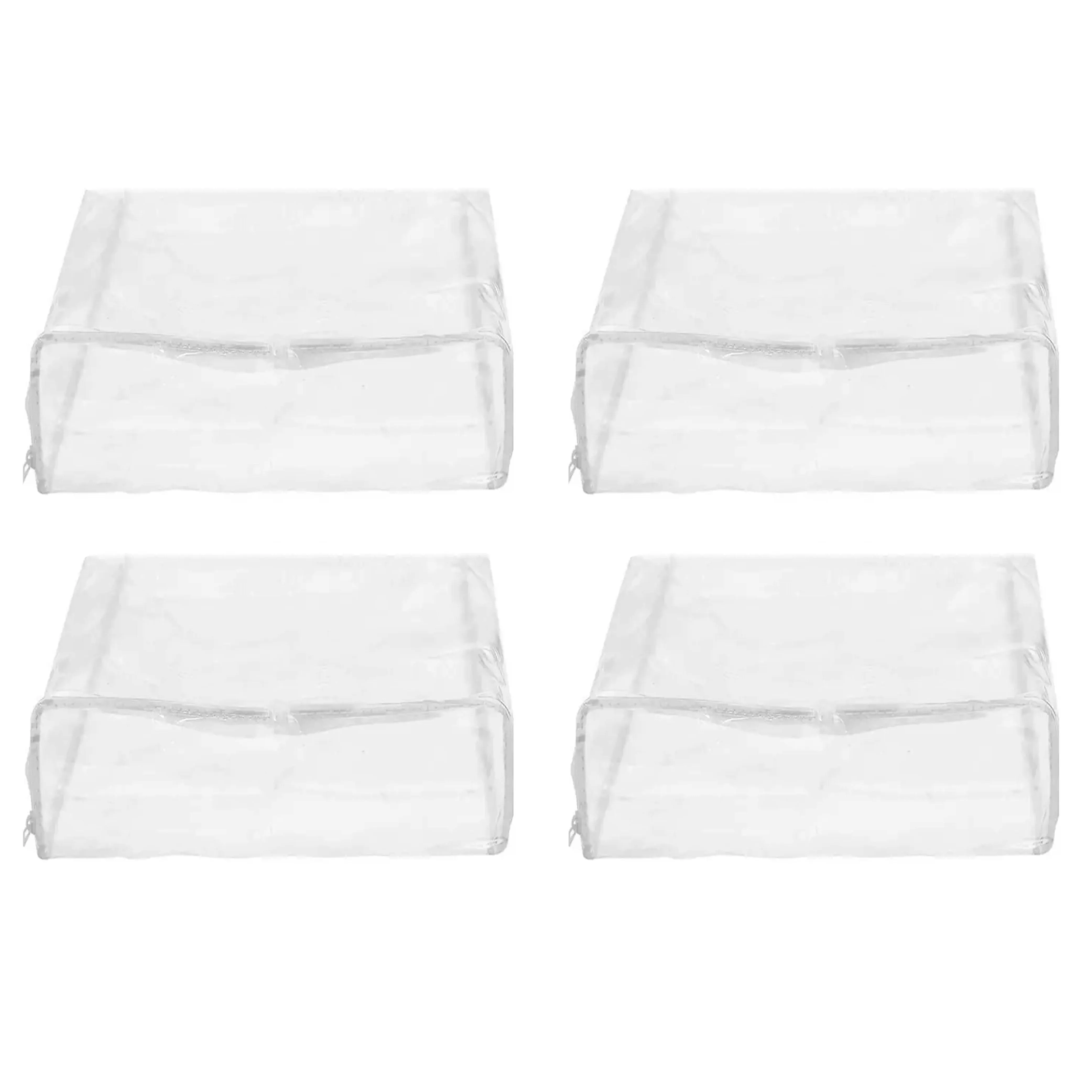 4 Pc Blanket Storage Bags Clear Zippered Vinyl Clothes Home Organization 15X18X6