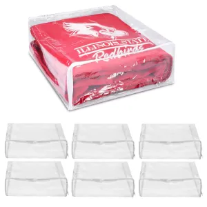 6 Pc Zippered Storage Bags Clear Vinyl Clothes Blanket Home Space Saver 15X18X6