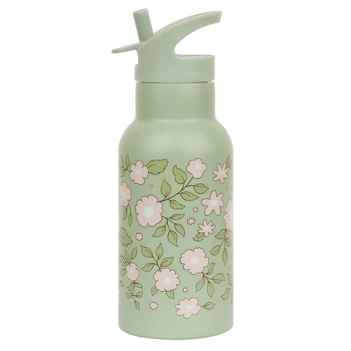 A Little Lovely Company Stainless Steel Drink Bottle: Blossoms Sage
