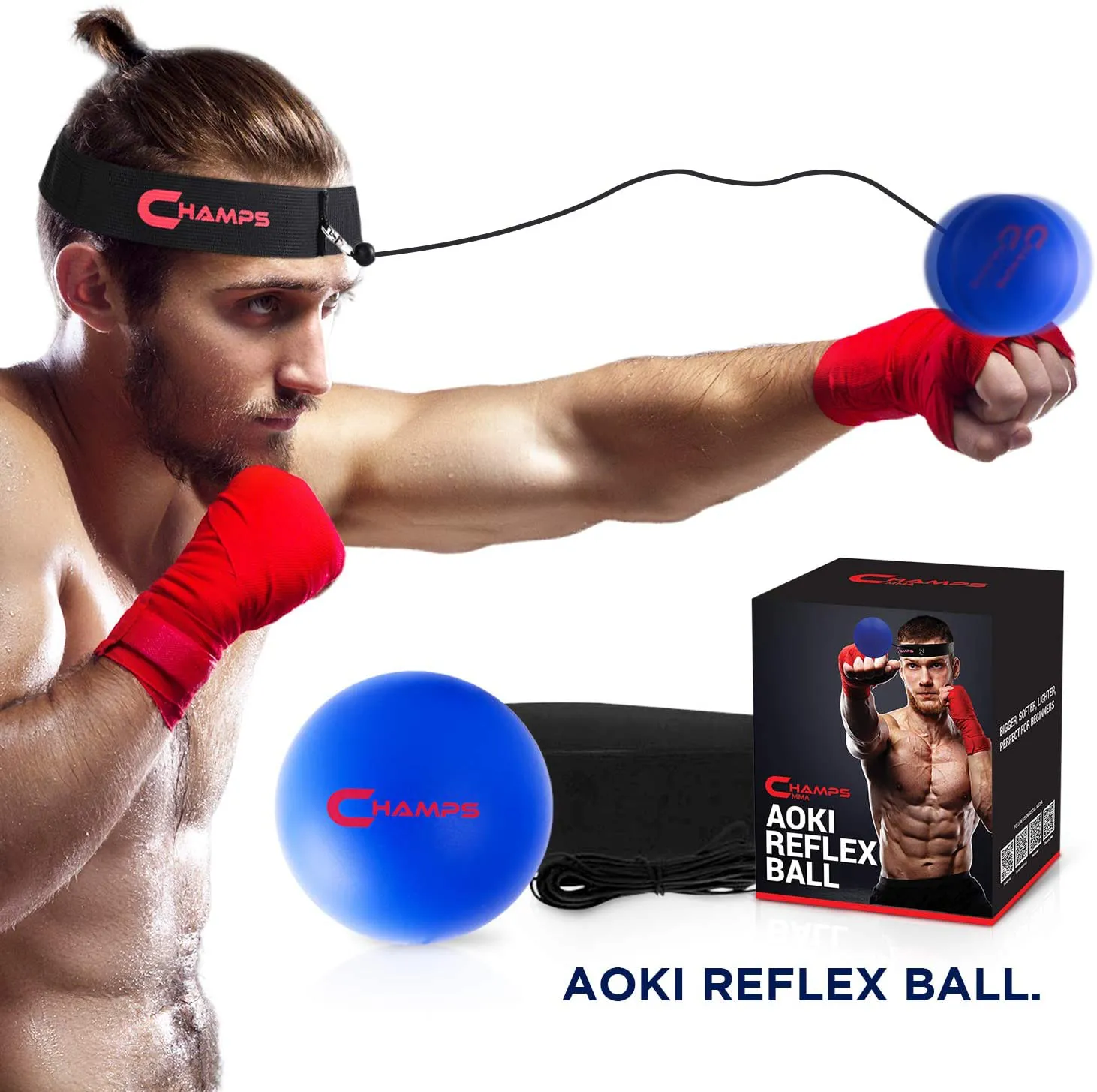 CHAMPS MMA Boxing Reflex Ball -Improve Reaction Speed and Hand Eye Coordination Training Boxing Equipment for Training at Home, Boxing Gear for MMA Equipment, Punching Ball Reflex Bag