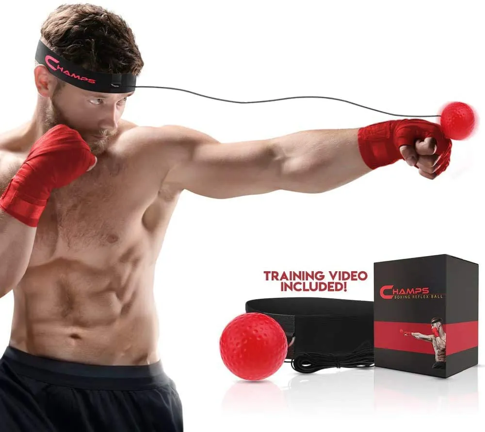CHAMPS MMA Boxing Reflex Ball -Improve Reaction Speed and Hand Eye Coordination Training Boxing Equipment for Training at Home, Boxing Gear for MMA Equipment, Punching Ball Reflex Bag