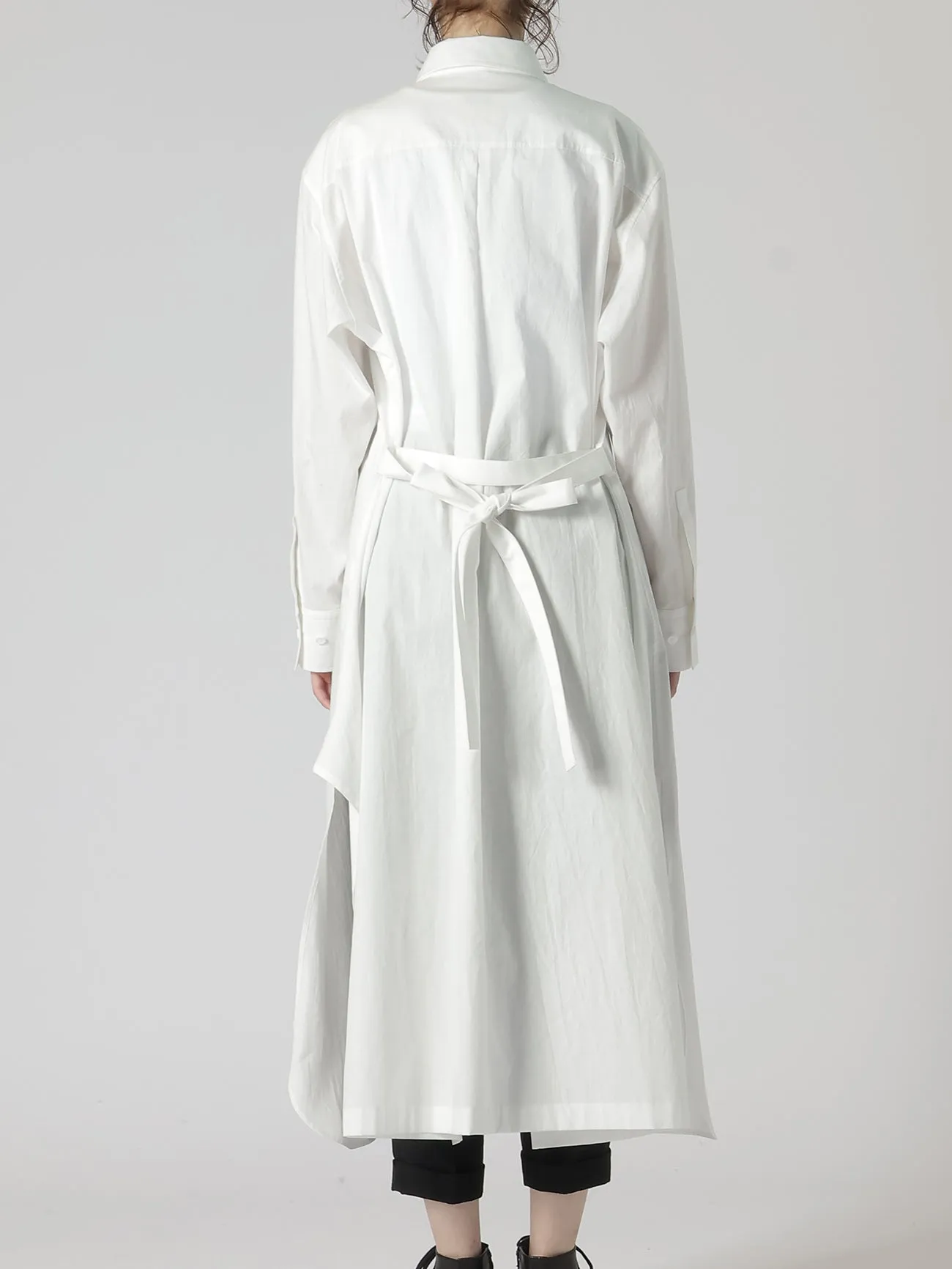 COTTON BROAD R-DRAPED SHIRT DRESS