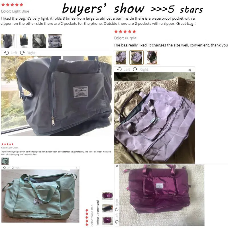 Foldable Storage Travel Bag Waterproof Large Capacity Gym Fitness Bag Weekender Overnight For Women