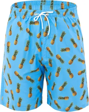 Mens Summer Beach Quick-Dry Board Shorts Color-Gradient Printed Swim Trunks