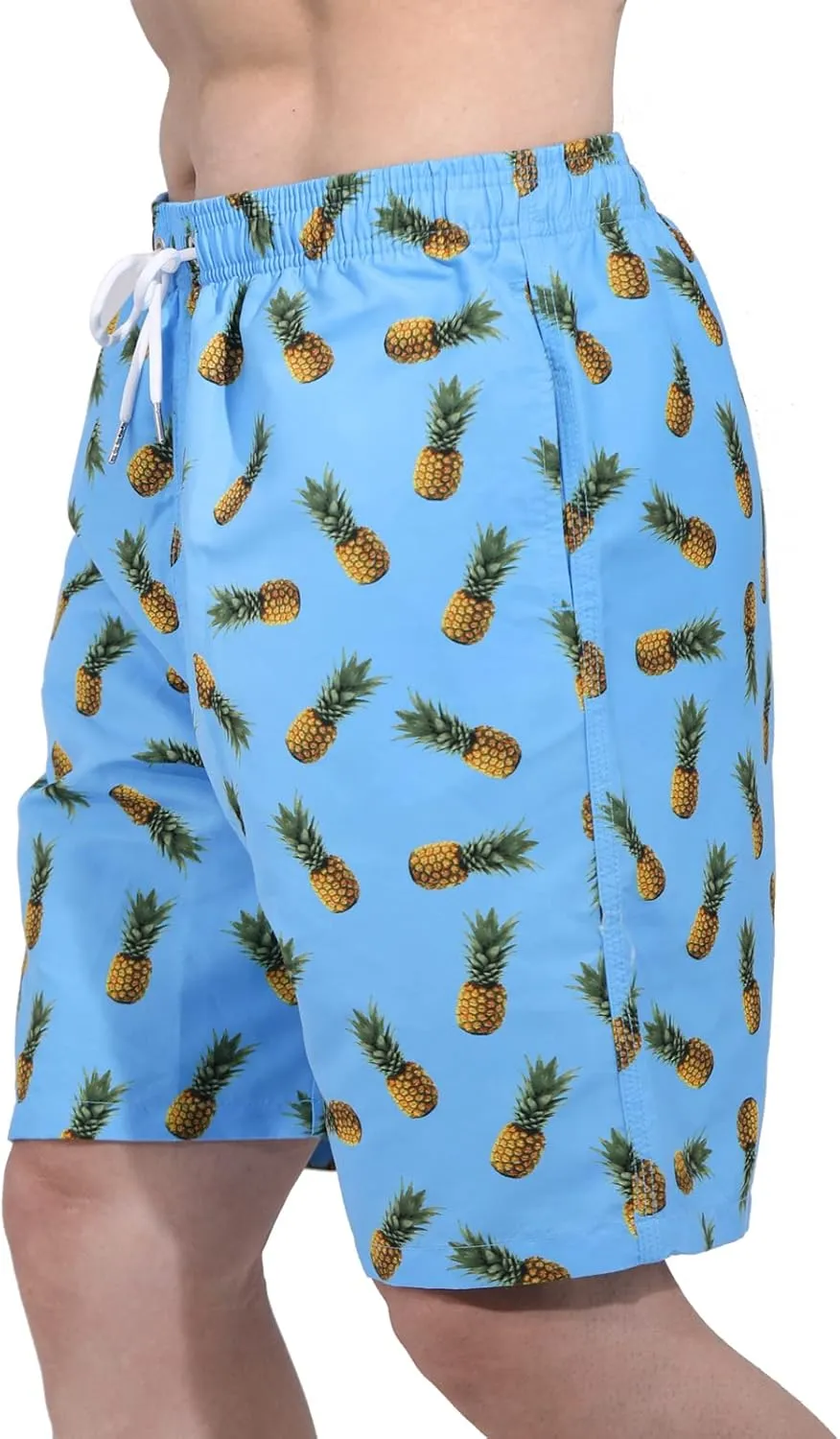 Mens Summer Beach Quick-Dry Board Shorts Color-Gradient Printed Swim Trunks