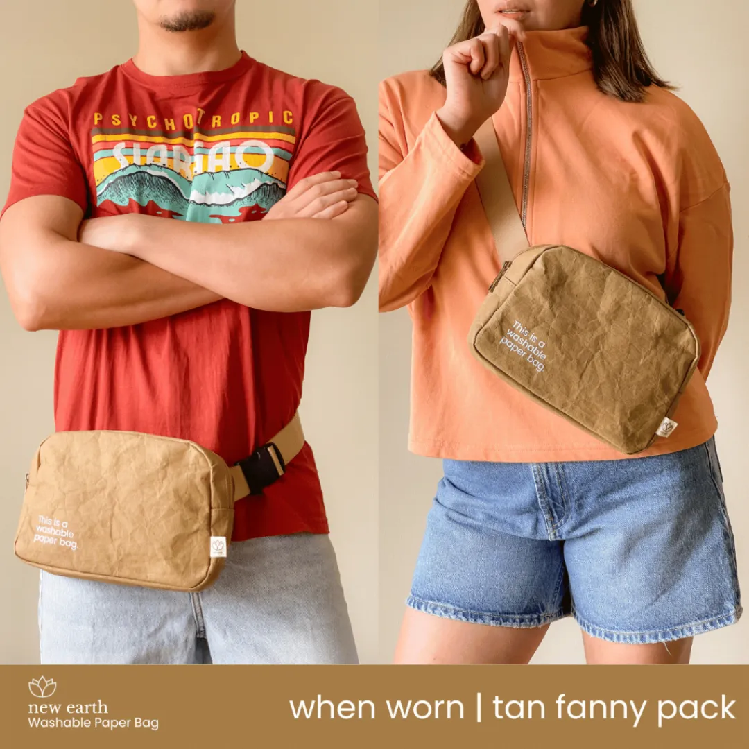 NEW! New Earth Fanny Pack Washable Paper Bag - Tan