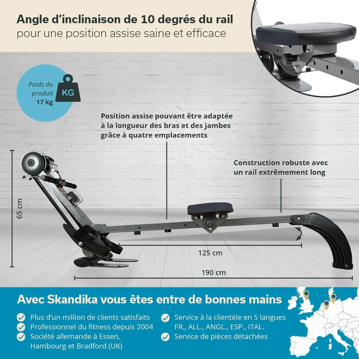 Rameur Poseidon | 2 en 1 Multi Gym Rameur pliable 3 niveaux de rsistance jusqu' 110 kg cran LCD | Rameur pour la maison | Fitnessterapy