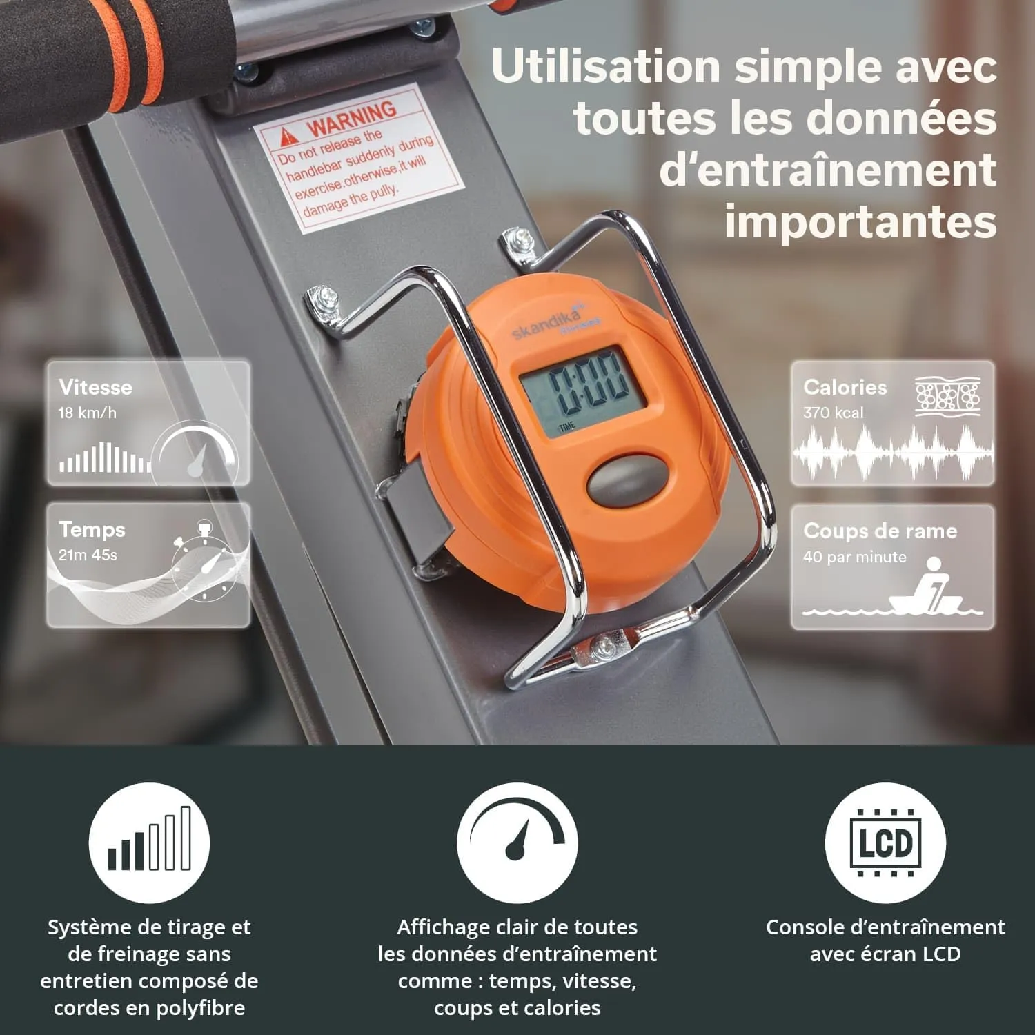 Rameur Poseidon | 2 en 1 Multi Gym Rameur pliable 3 niveaux de rsistance jusqu' 110 kg cran LCD | Rameur pour la maison | Fitnessterapy