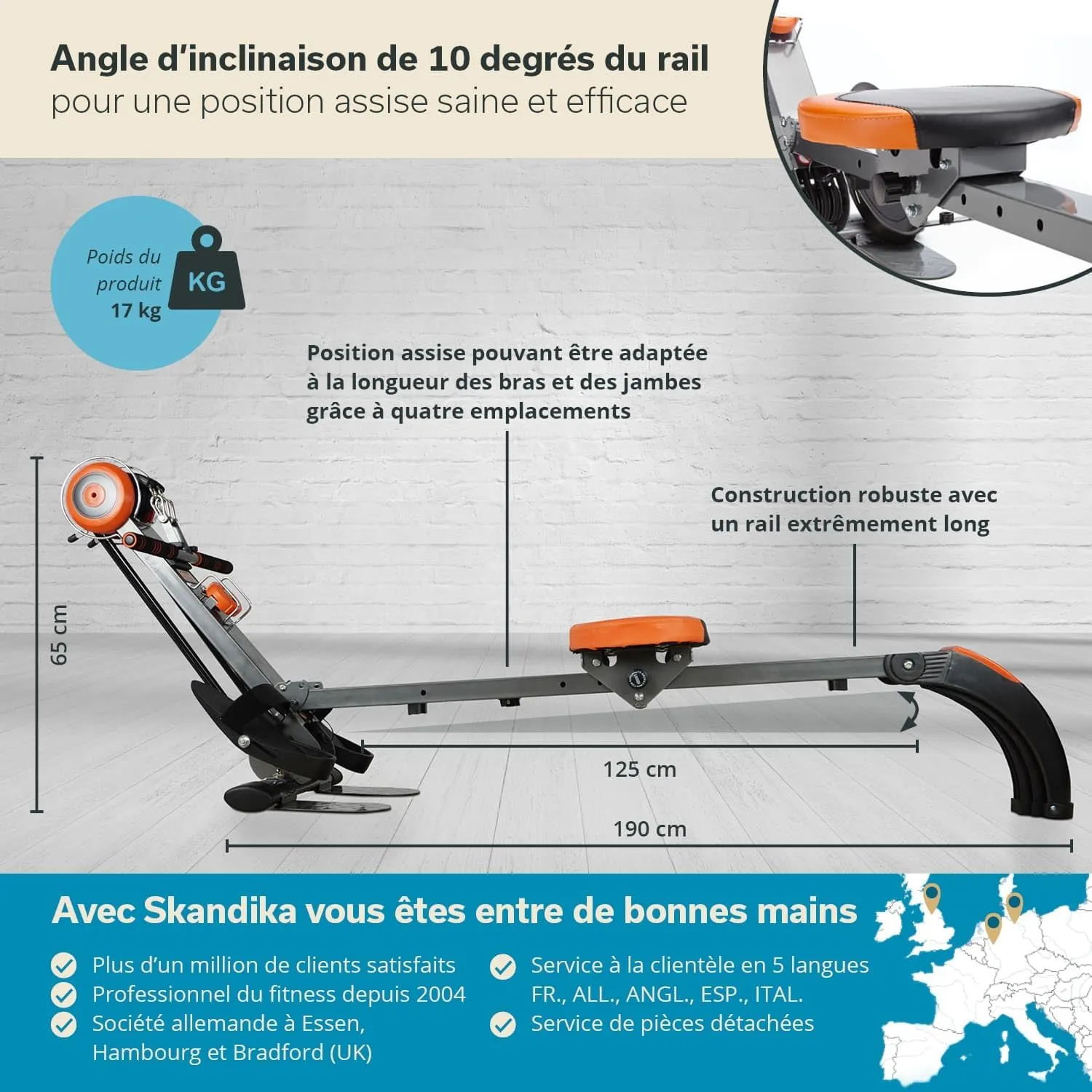 Rameur Poseidon | 2 en 1 Multi Gym Rameur pliable 3 niveaux de rsistance jusqu' 110 kg cran LCD | Rameur pour la maison | Fitnessterapy
