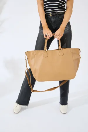 Vegan PU Leather Los Angeles Oversized Tote Bag - Beige