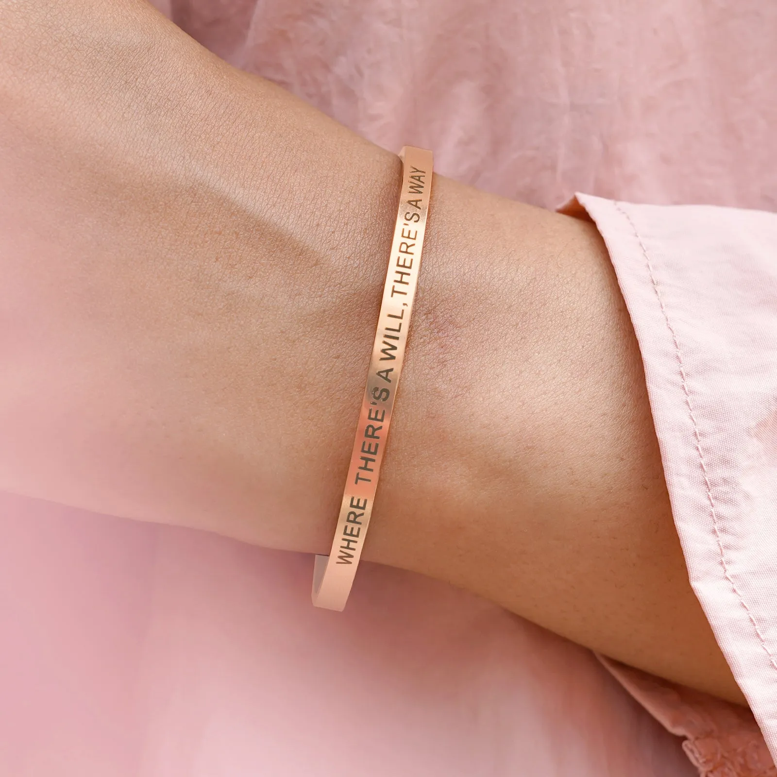 Where There's A Will, There's A Way Rose Gold Mantra Band